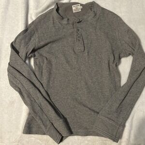 Faherty Thermal Knitwear Shirt Mens L Gray Legend Waffle Crew Long Sleeve